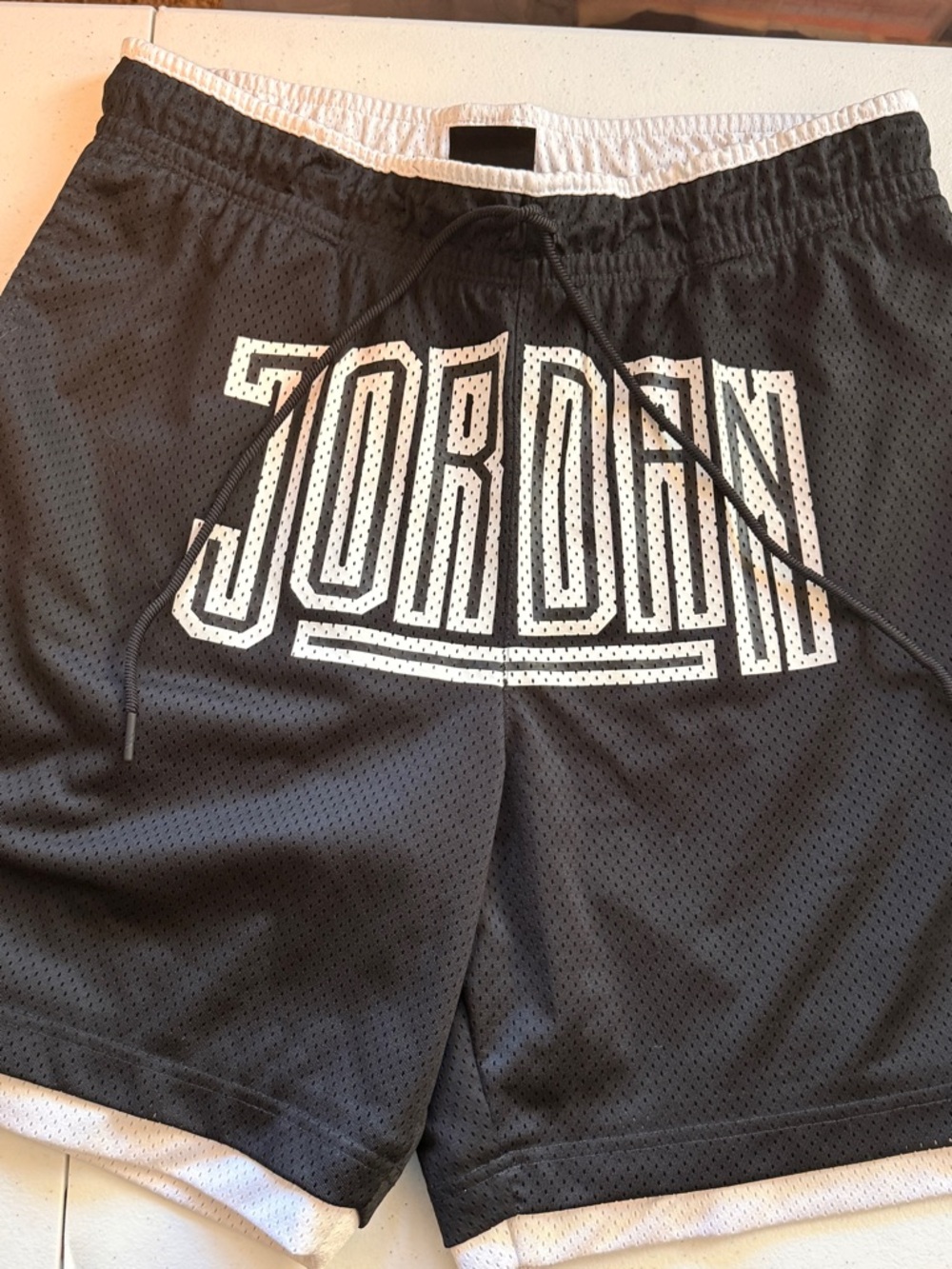 Jordan Black Athletic Mesh Shorts with White Trim